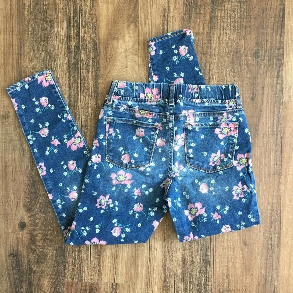 GAP Kids Floral Patterned stretch Jeggings Blue Jeans